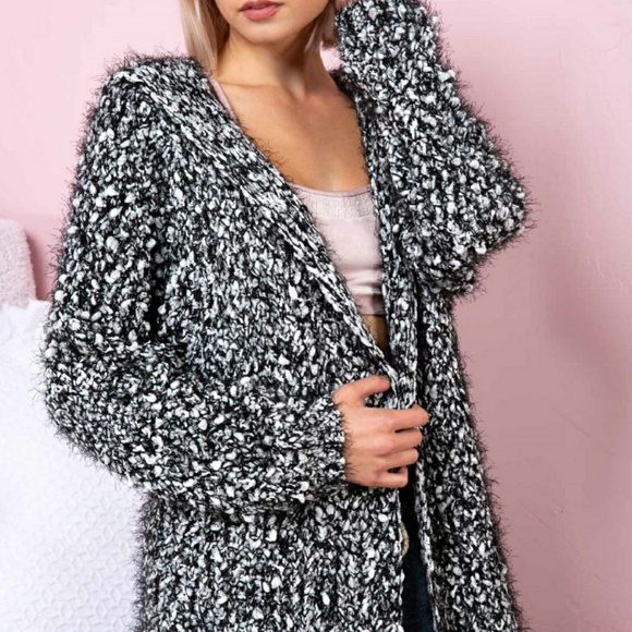 LAST ONE! Long Hooded Soft Popcorn Cardigan - Picture 2 of 5